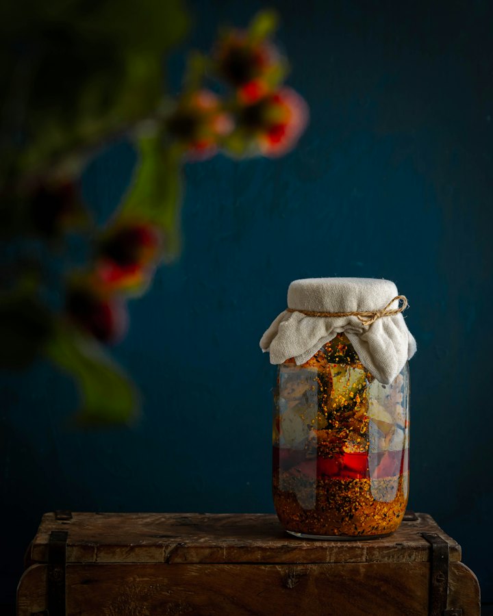 A jar of homemade pickle